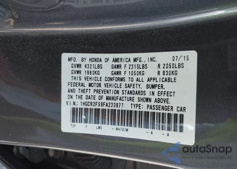 2015 Honda Accord Sport from USA, damaged, VIN 1HGCR2F59FA233977